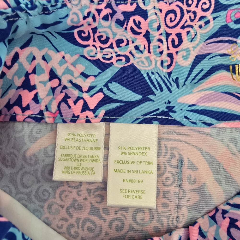Lilly Pulitzer Corso Ankle Pants LUXLETIC Borealis Blue Tropic Down Low Size 00 - Picture 3 of 6